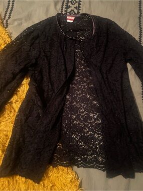 Tudor Court Black Lace Open-Front Cardigan